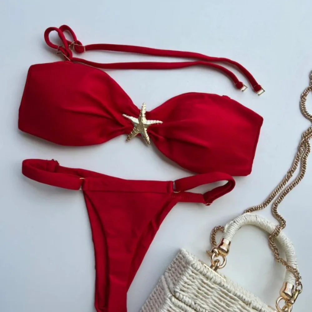 New Bikini Women's Star Split Swimsuit Sexy Adjustable Tight Swimsuit