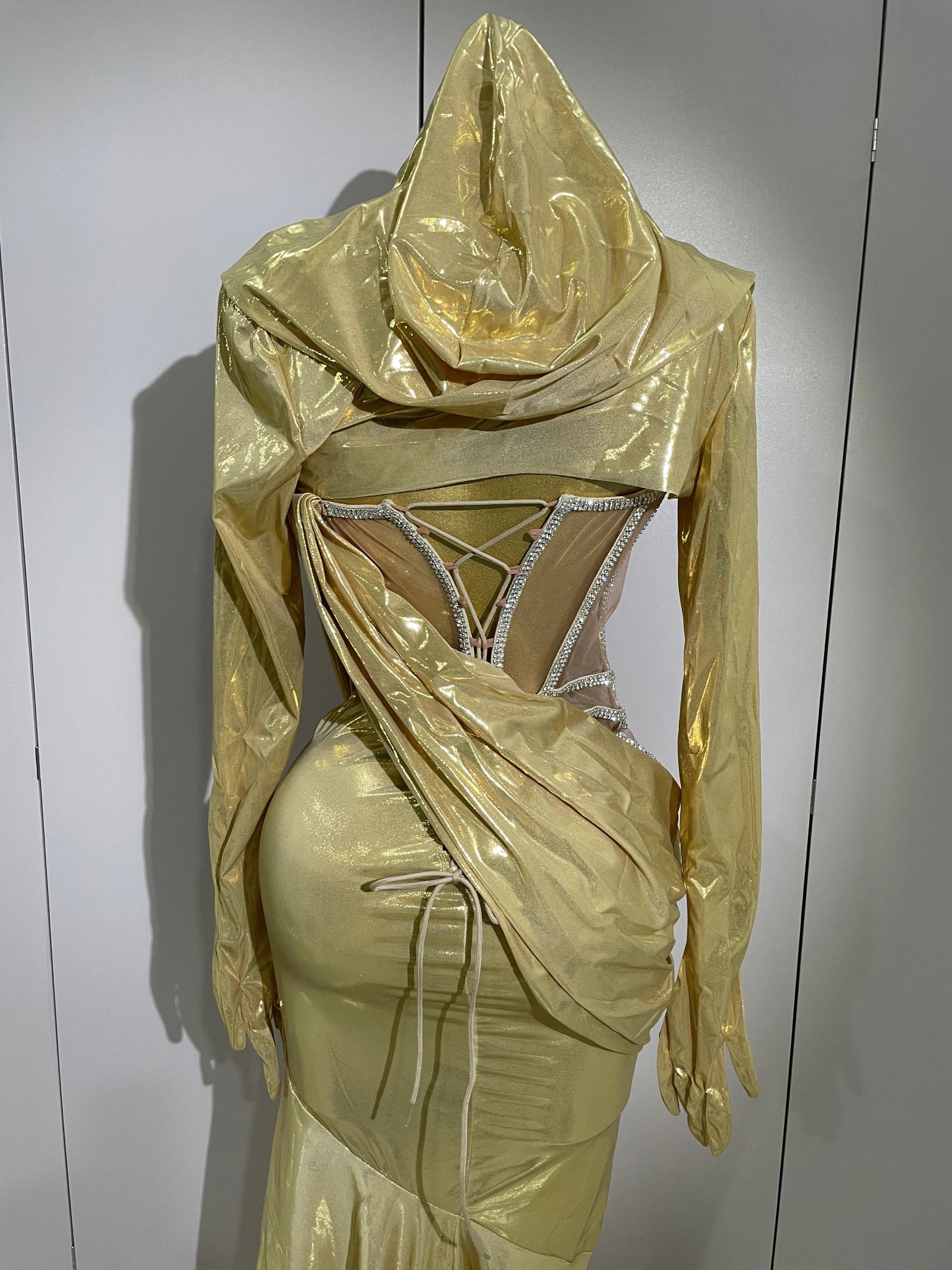 Stage Costume Sparkly Nightclub Gogo Party Dress Women Carnival Party Outfit Festival Cool Clothing Hoodie Dress Two Piece Set