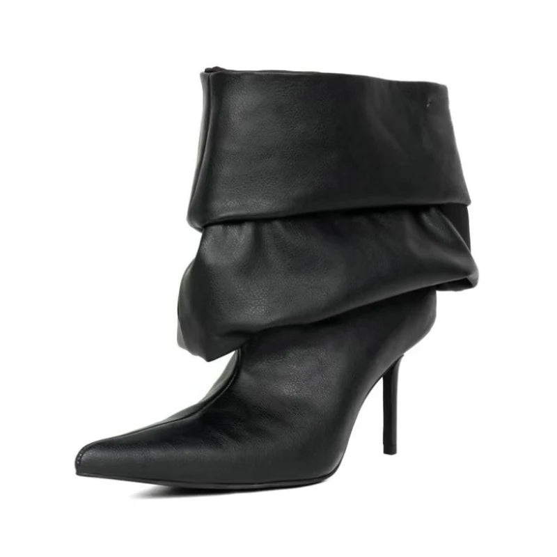 European and American Sexy Snake Pattern Pleated High-heeled Sleeve Boots for Women, Stage Fashion, Fashion Shows, Banquet Shoes