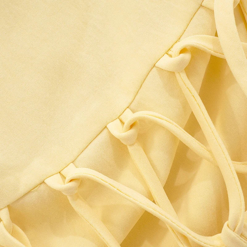 Mozision Spaghetti Strap Lace-up Sexy Mini Dress Women Elegant Off-shoulder Sleeveless Backless High Waist A-line Club Dress