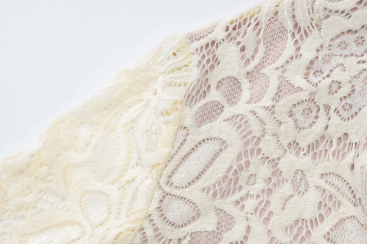 NIDANSSI White Lace Lining Hollow Out Autumn Dress Women 2024 Robes Elegant Evening Party Dress Bodycon Mini Dress Vestidos