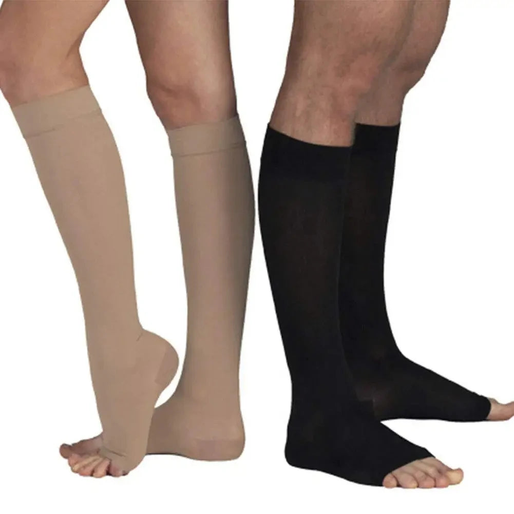 Compression Socks Women Medical 20-30mmgh Open Toe Knee Socks Calf Varicose Edema Pregnancy Elastic Flying Socks Bicycle Nursing