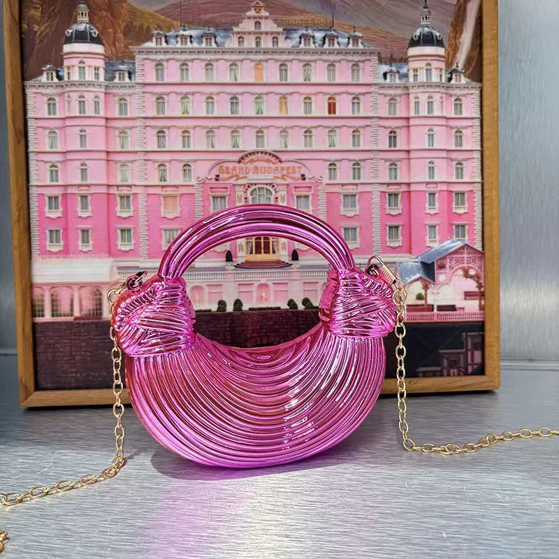 Mini Golden Evening Bag Purses and Handbags Luxury Designer Shoulder Bags Knot Noodle Party Wedding Acrylic Shiny Clutch Purse