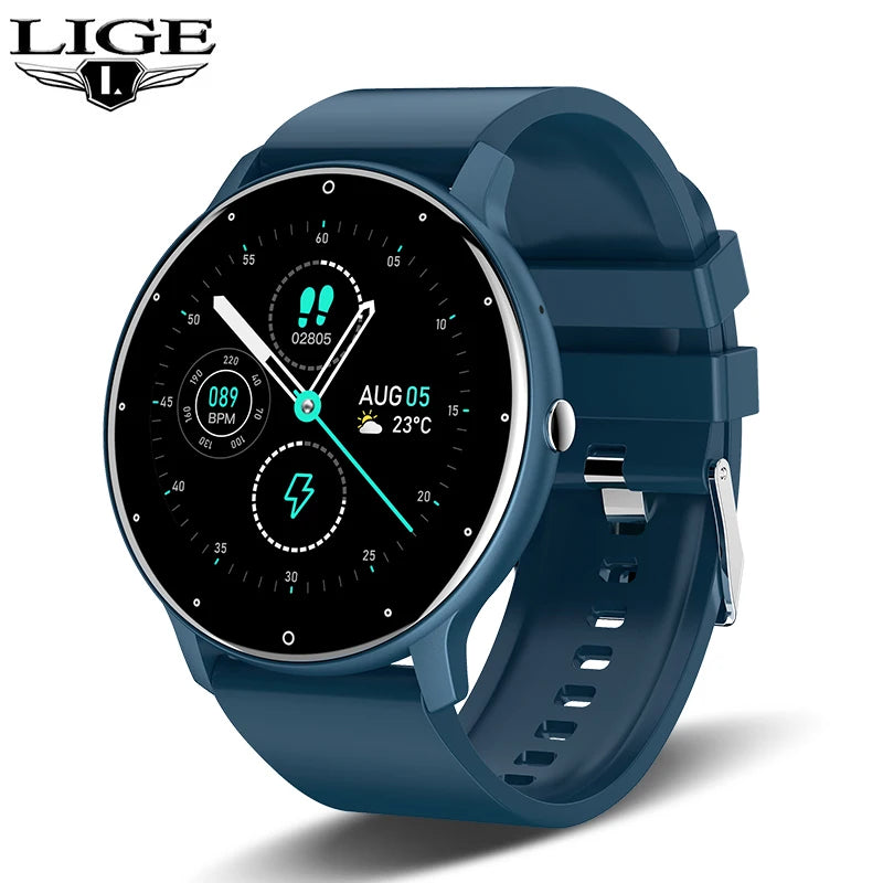 LIGE Smart Watch Women Men Full Touch Screen Bluetooth 5.2 Call Waterproof Watches Sports Fitness Tracker Factory IP67 ZL02 New