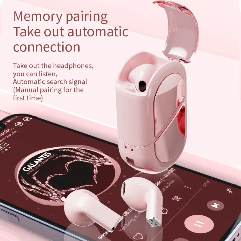 Bluetooth 5.3 True Wireless Headphones Heart Shaped Earphones Woman Heart Headset Digital Led Lamp In Ear Earbuds Girl Gift