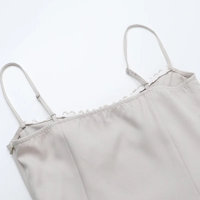 NIDANSSI Beading Split Evening Club Party Dress Women Robes Backless Elegant Sexy Dress Bodycon Midi Long Summer Dress Vestidos