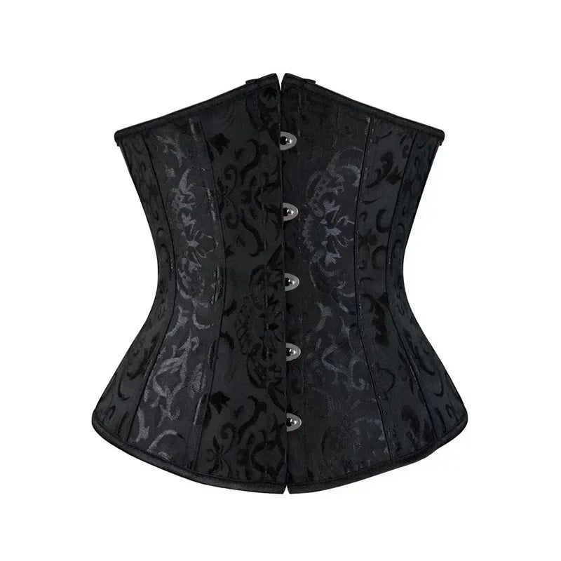 BurVogue Fashion Corset Women's Lace Up Boned Jacquard Brocade Waist Training Underbust Corset Wofashion.xyz
