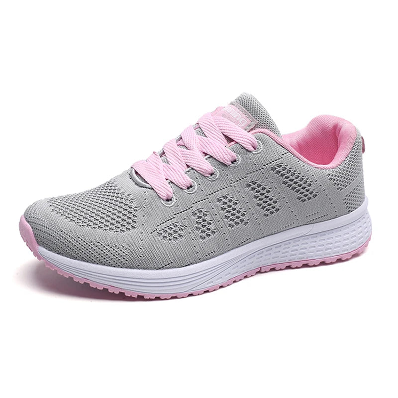 Sneakers For Women Fashion Breathable 2025 New Comfortable Soft Sneakers Women Mesh Fabric Lace Up Woman Shoes Female Footwear