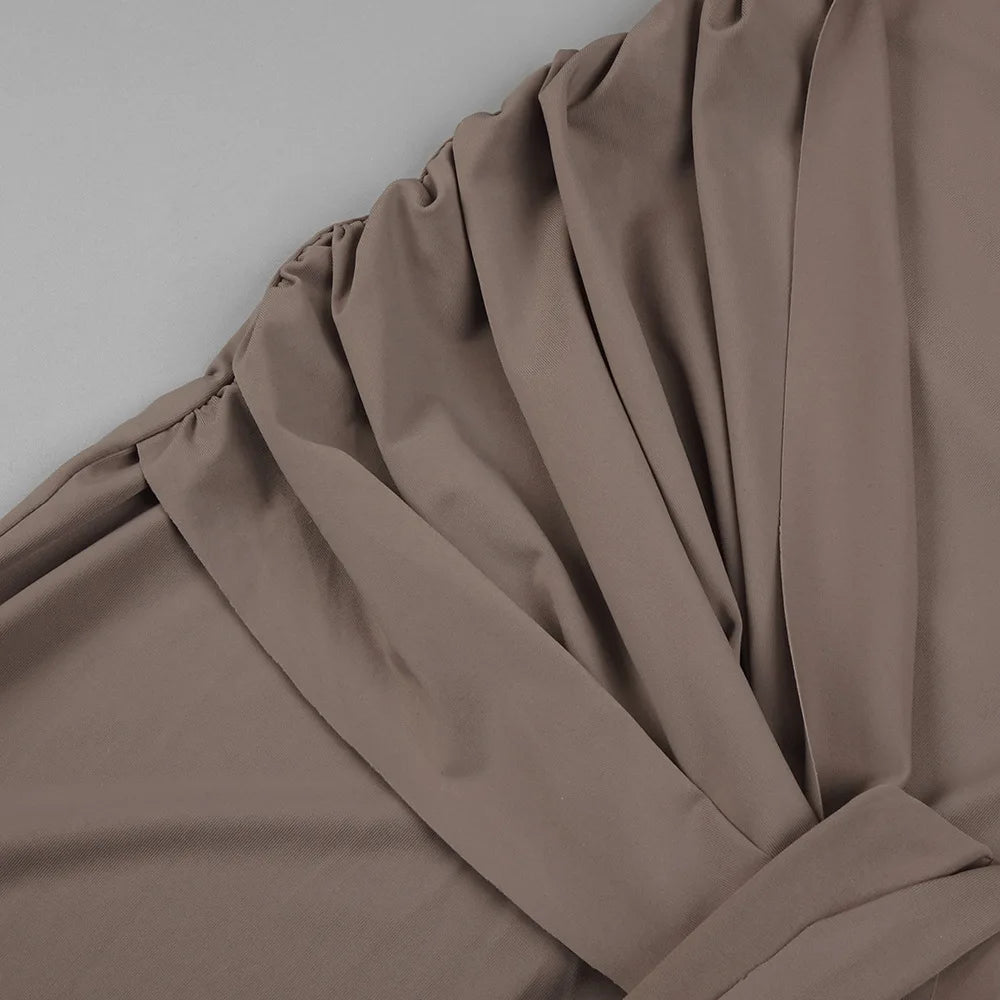 Sexy Elegant Party Dress Women White Long Sleeve Pleated Midi Dress for Evening Dinner Club