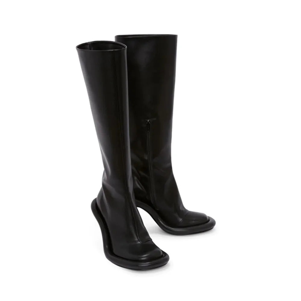 European and American Trend Retro Denim Slim High Heels Round Toe Short Boots for Women Sexy Side Zipper Fashion Banquet Shoes