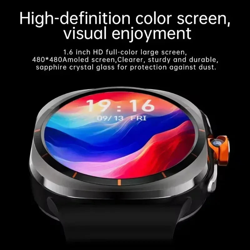 New Smart Watch Ultra 5GSmart Watch Android 1.508 Inch AMOLED Display 180 ° 8MP Rotating Camera GPS WiFi IP68 Waterproof