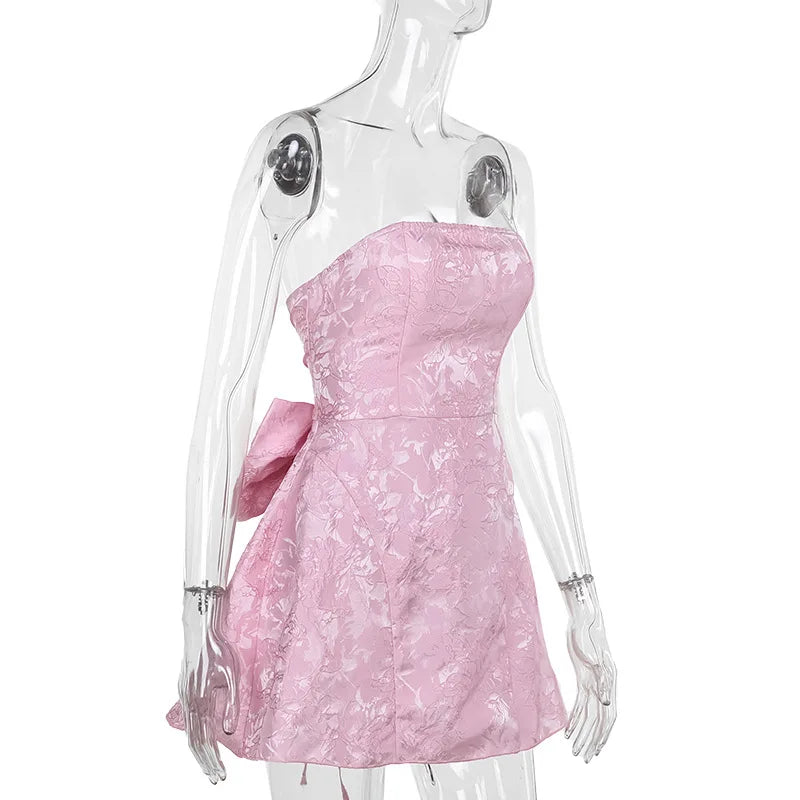 White Jacquard Pleated Evening Party Dress Women Robes Backless Elegant Sexy Dress Bodycon Summer Mini Dress Vestidos