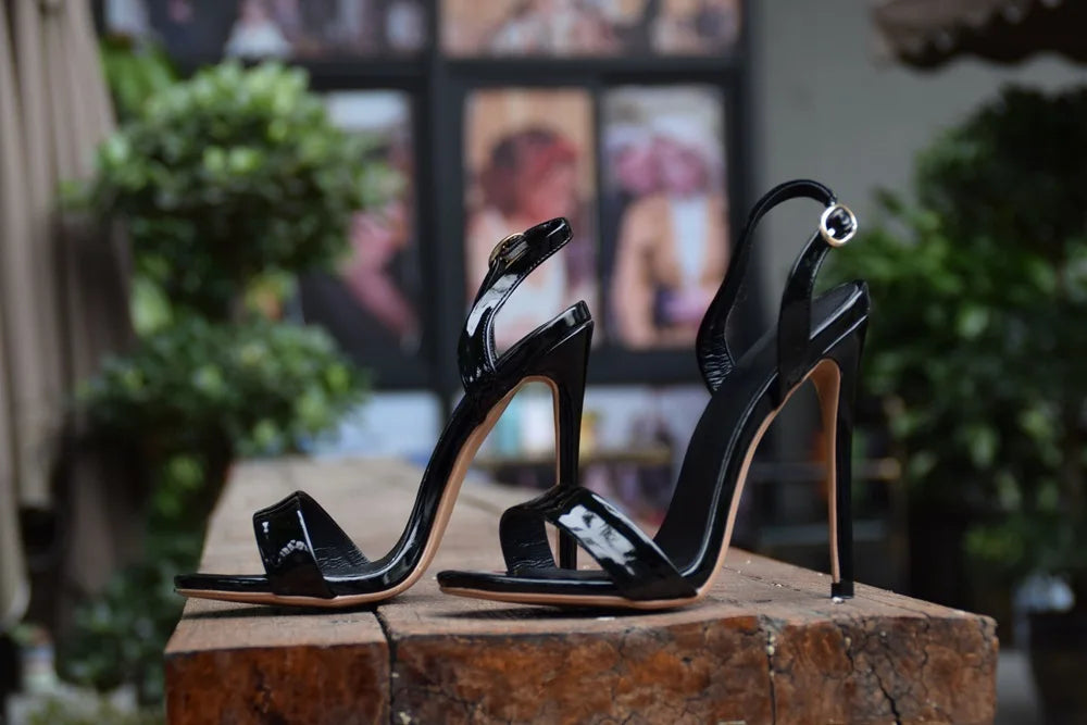 European and American Fashion Cross Tie Sandals, Women's Sexy One Line Strap Slim High Heels, Runway Shoes, Banquet Sandals