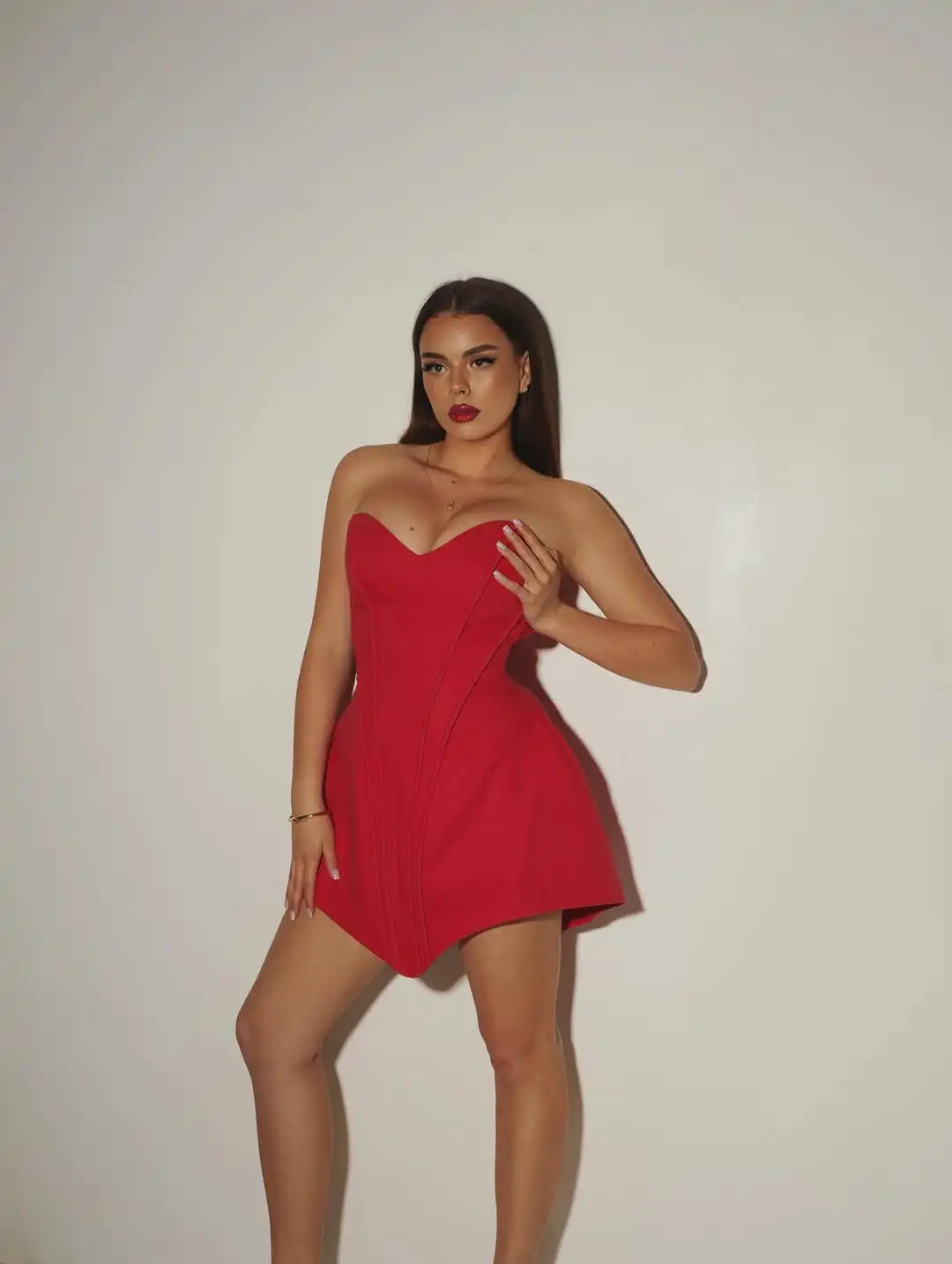 Women Strapless Backless Dress Fashion Off-shoulder Corset Bustier Party Club Dresses 2025 Chic Lady Waist Cinching Evening Gown