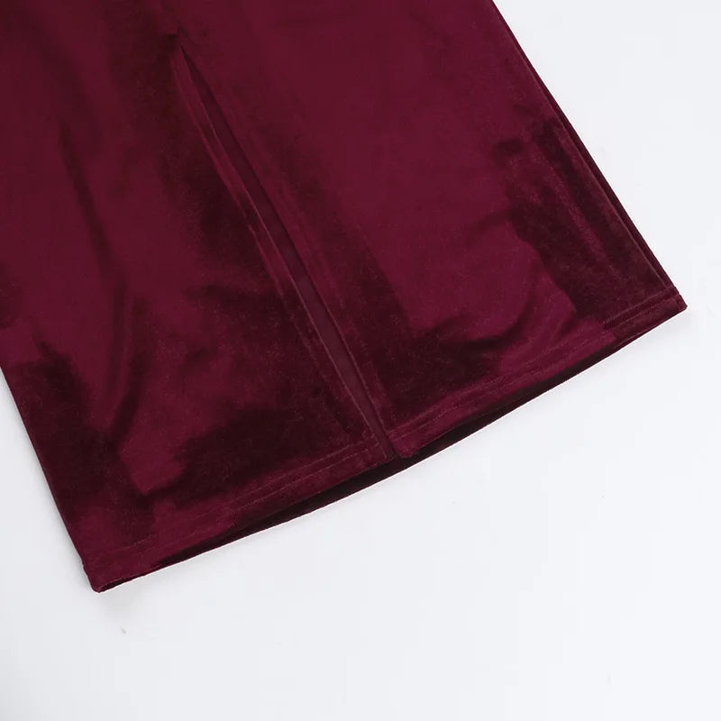 Christmas Velvet Backless Elegant Evening Club Party Dress Women Pleated Robes Sexy Dress Midi Bodycon Winter Dress Vestidos