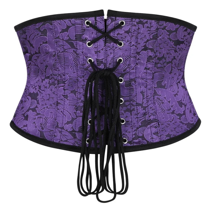 Underbust Purple Corset Woman Belt Plus Size Top Short Plastic Boned Girdles Slimming Waist Shapers Gothic Clothing Bodice