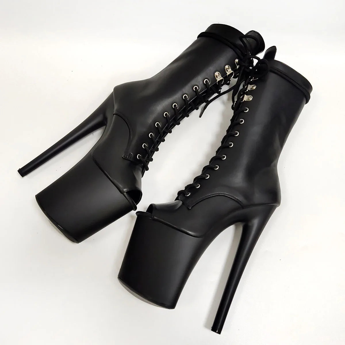 20CM Thin Heels Ankle Boots Extended Shoes length Platform Peep Toe High Heels Pole Dance Shoes Women Side Zipper Botas Mujer