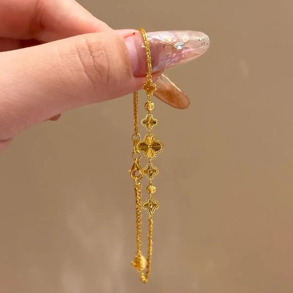 2025 New five-flowered leaf flower bracelet for women niche design sweet hand jewelry trendy versatile exquisite jewelry Wofashion.xyz