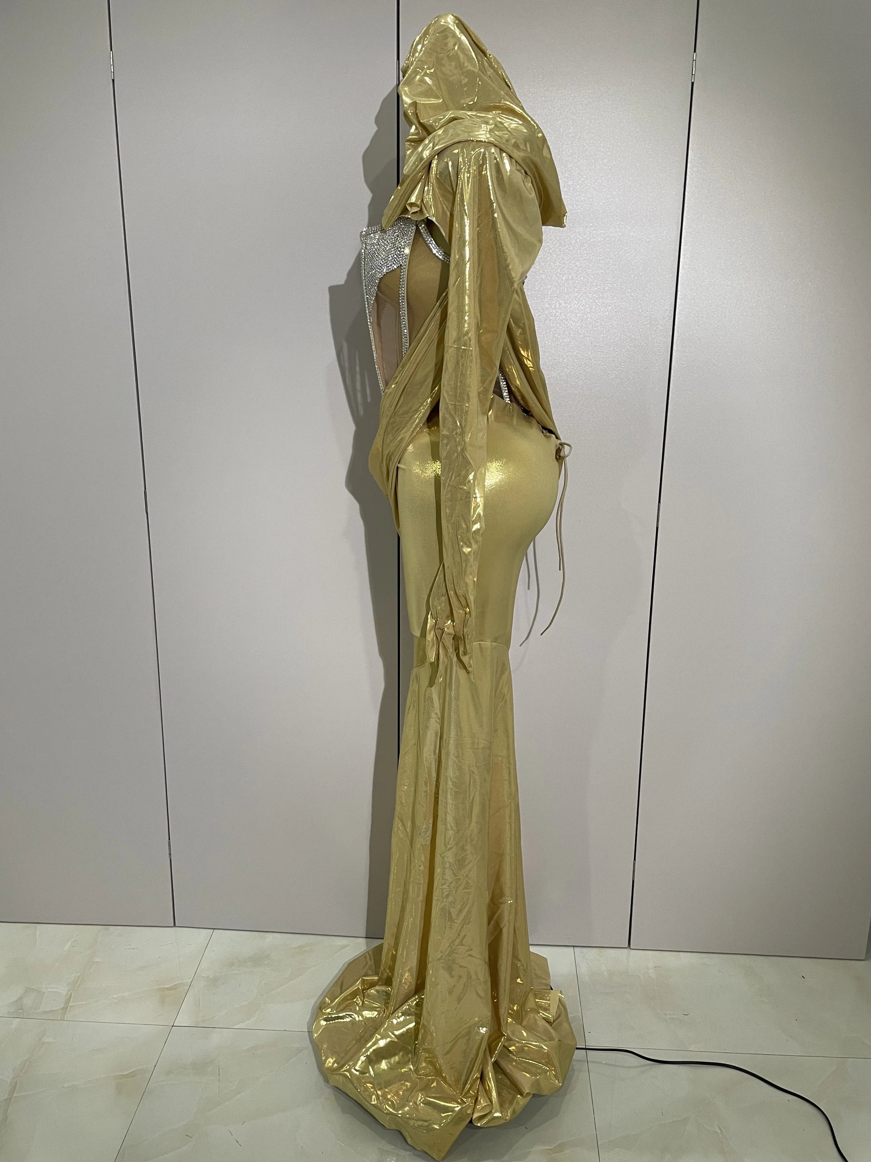 Stage Costume Sparkly Nightclub Gogo Party Dress Women Carnival Party Outfit Festival Cool Clothing Hoodie Dress Two Piece Set