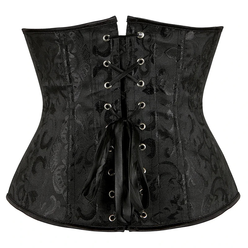 BurVogue Fashion Corset Women's Lace Up Boned Jacquard Brocade Waist Training Underbust Corset