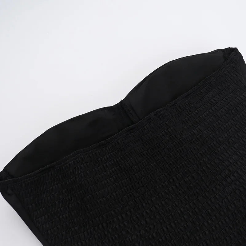 Mozision Off-shoulder Backless Sexy Mini Dress For Women Robe Fashion Solid Strapless Sleeveless A-line Slim Sexy Club Dress