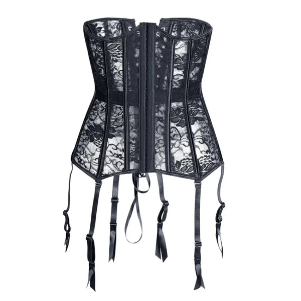 Underbust Corset Top With Suspenders Lingerie Sexy Women Waist Cincher Bustier Breathable Lace Shape Body Garter Belt Plus Size Wofashion.xyz