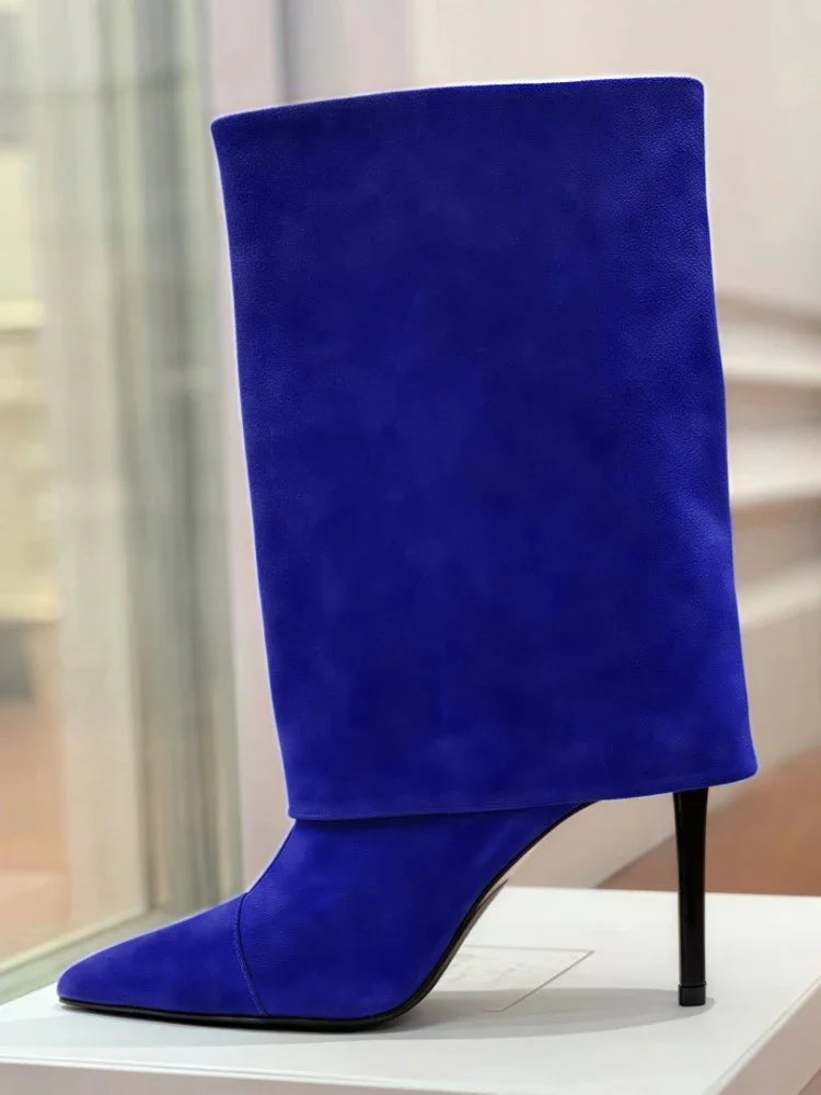 European and American Style High-heeled Wide Tube Sleeve Skirt Boots for Women, Niche Stone Patterned Fashion Banquet Shoes