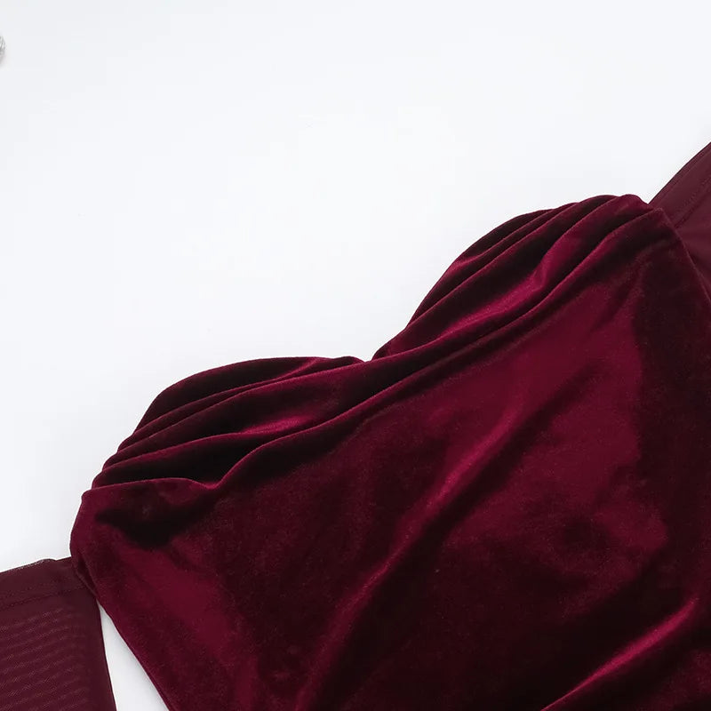 Christmas Velvet Backless Elegant Evening Club Party Dress Women Pleated Robes Sexy Dress Midi Bodycon Winter Dress Vestidos