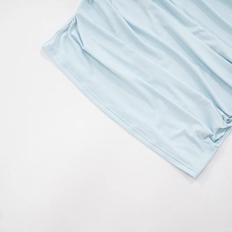 Mozision Metal Buckle Off-shoulder Sexy Mini Dress Women Robe Fashion Strapless Sleeveless Backless Bodycon Ruched Club Dress