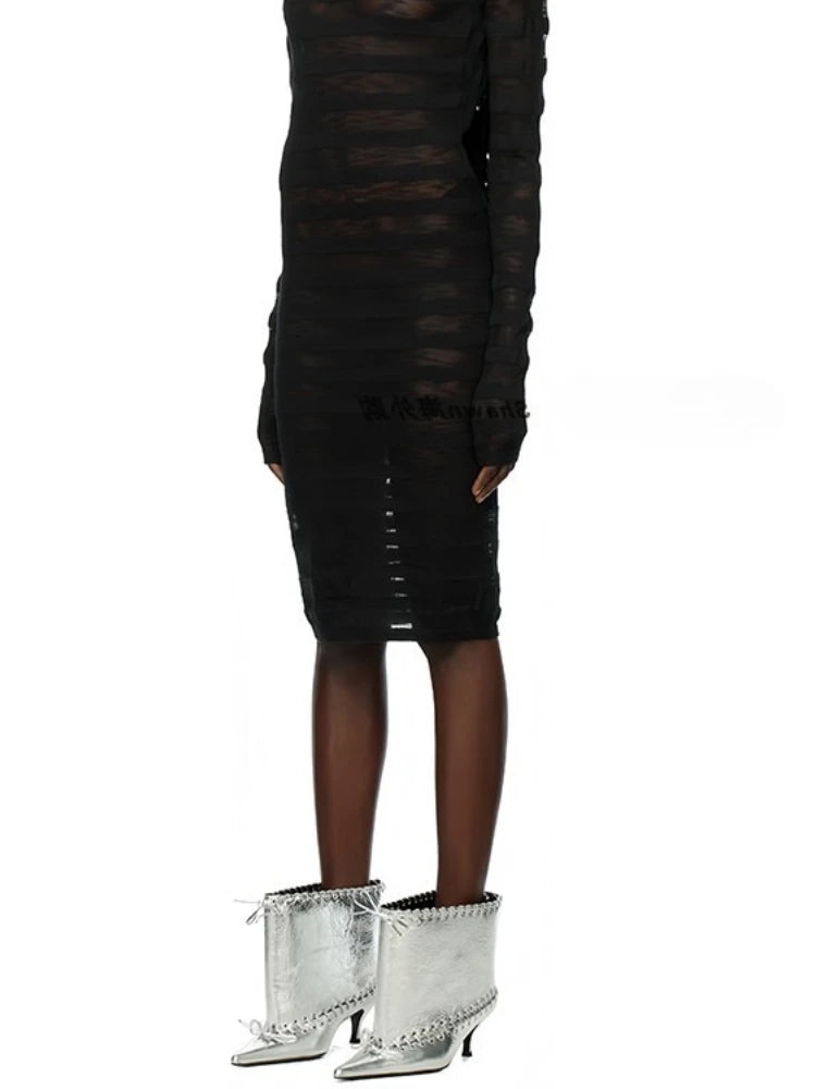 2025 Early Autumn New European and American Fashion Show Niche Fashion Slimming Wide Tube Height Increasing Pleated Pile Boots