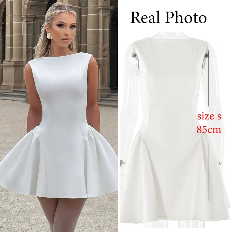 NIDANSSI Red Long Sleeve Evening Party Dress Women 2024 Pleated Robes Elegant Sexy Dress Bodycon Mini Winter Dress Vestidos