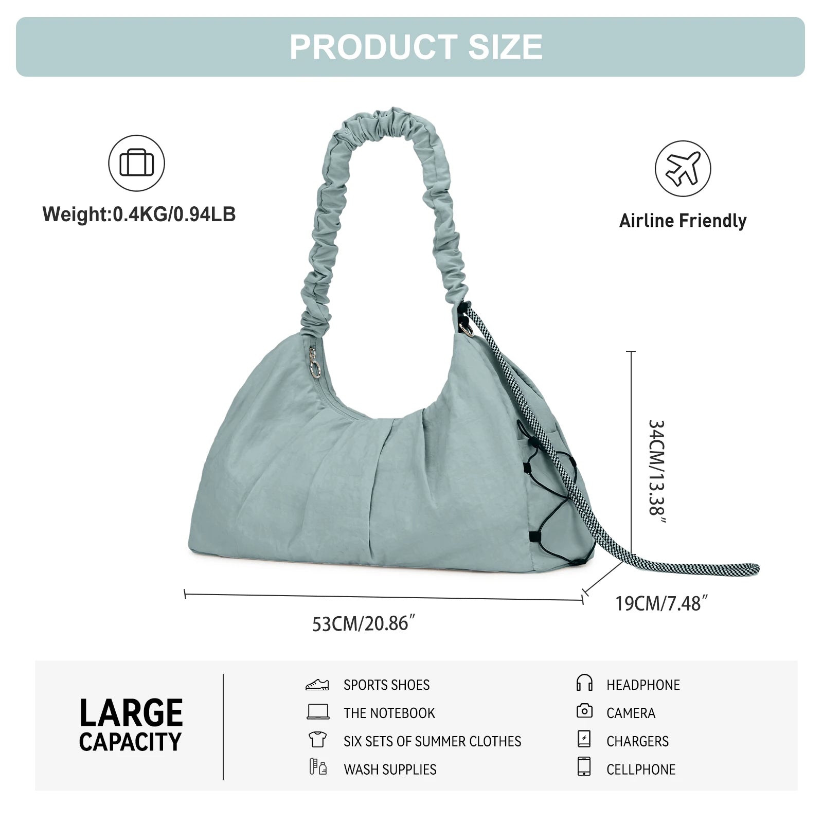 Large Capacity Sports Gym Bag Comfortable and Versatile Neutral Bag Fitness Bag for women Training Bag For Yoga Swimming Travel