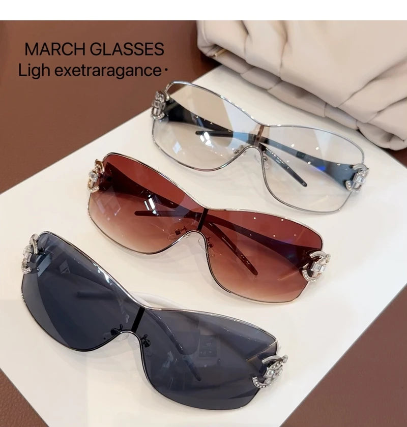 New Conjoined Luxury Women Sunglasses Oversized Woman Sun Glasses Black Eyewear Trendy Men Glass Lentes De Sol Mujer 2025