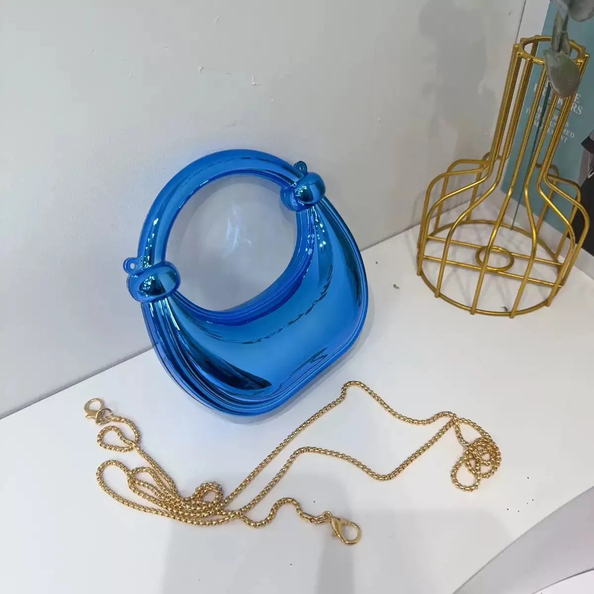 Mini Golden Evening Bag Purses and Handbags Luxury Designer Shoulder Bags Funny Shape Party Wedding Acrylic Knot Clutch Purse