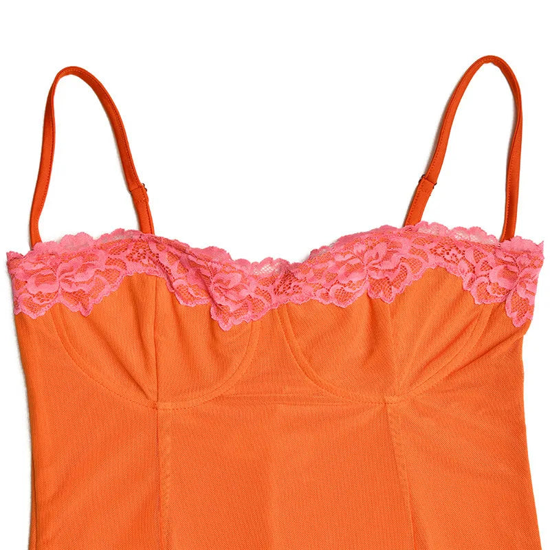 Mozision Lace Spaghetti Strap Bodycon Maxi Dress Women Gown Patchwork Fashion Sleeveless Backless Sexy Club Party Dress Elegant