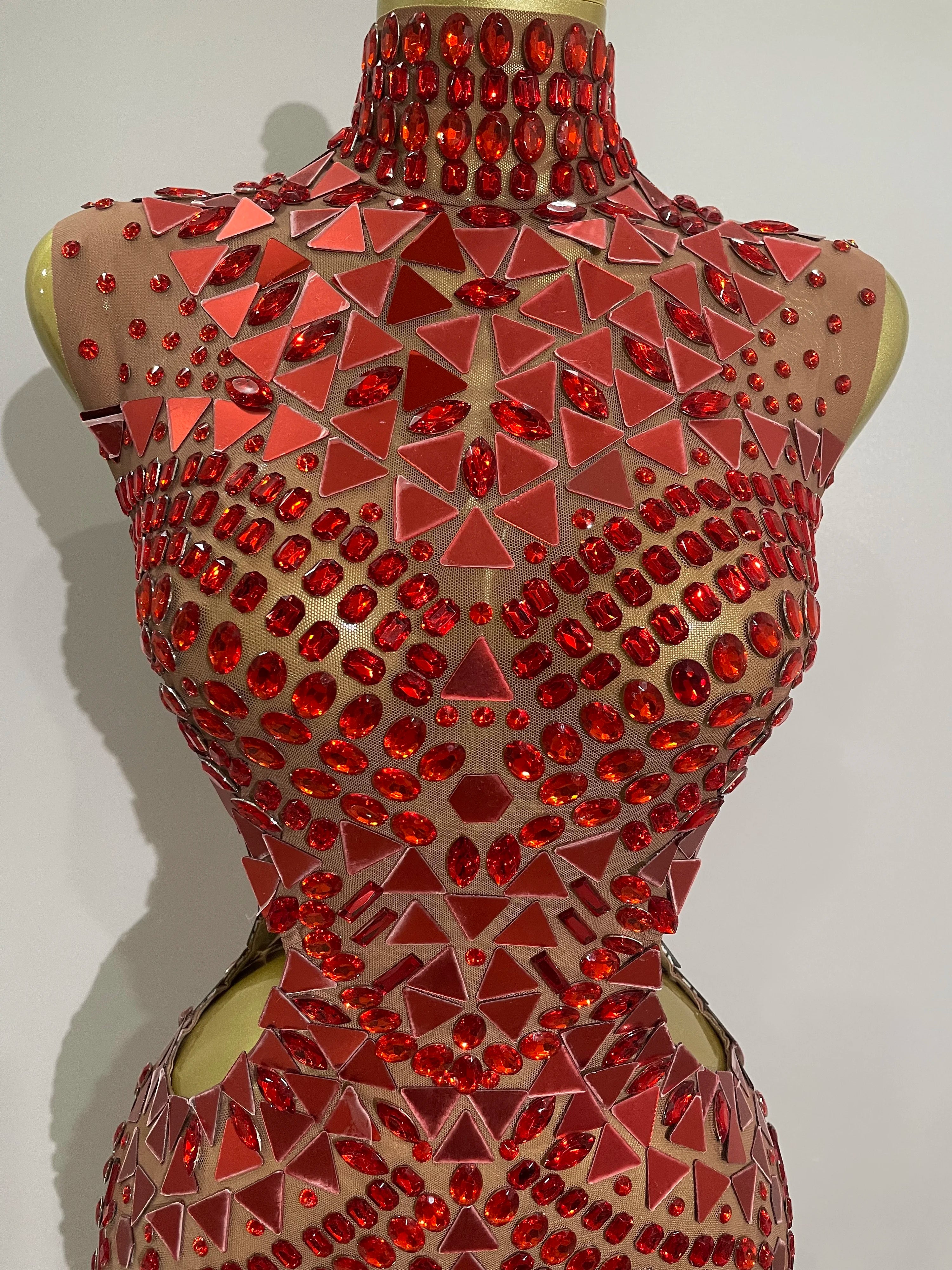 Luxury Shiny Mirror Rhinestones Hollowed-out Long Dress 2025Women Celebrity Evening Party Catwalk Prom Stage Photo Shoot Dresses