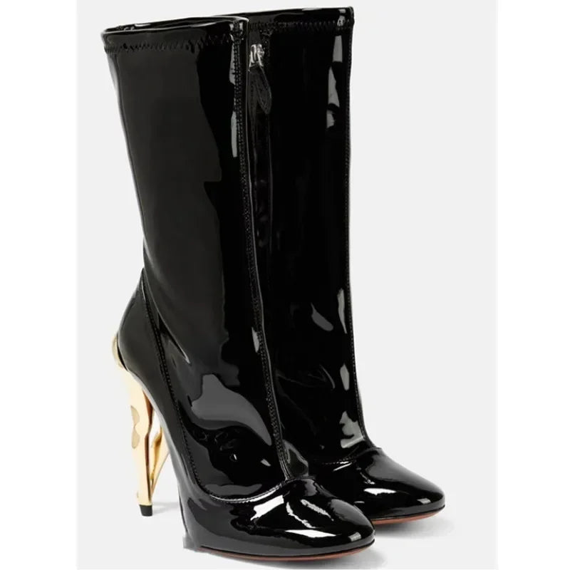 2023 European and American Women's Personalized High Heel Short Boots European and American Sexy Show Boots Banquet Boots