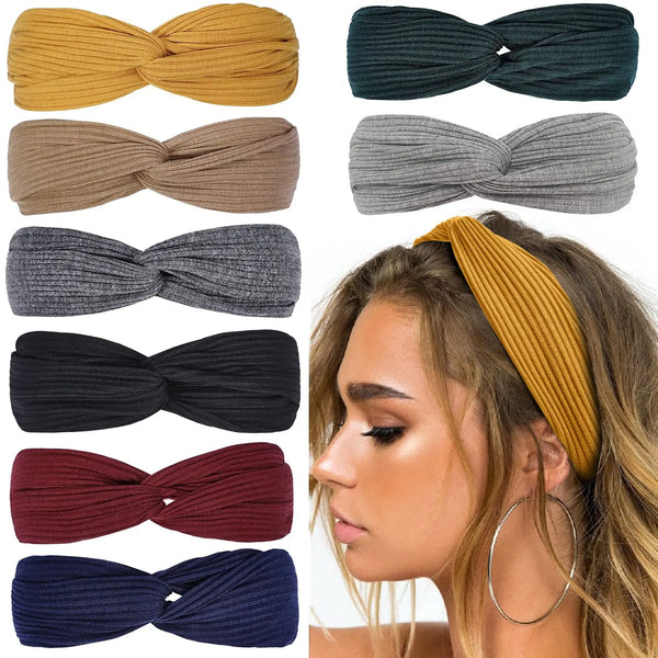 Headbands for Women Twist Knotted Hairband Criss Cross Turban Headwrap Yoga Workout Head Bands Bandage Vintage Hair Accessories Wofashion.xyz