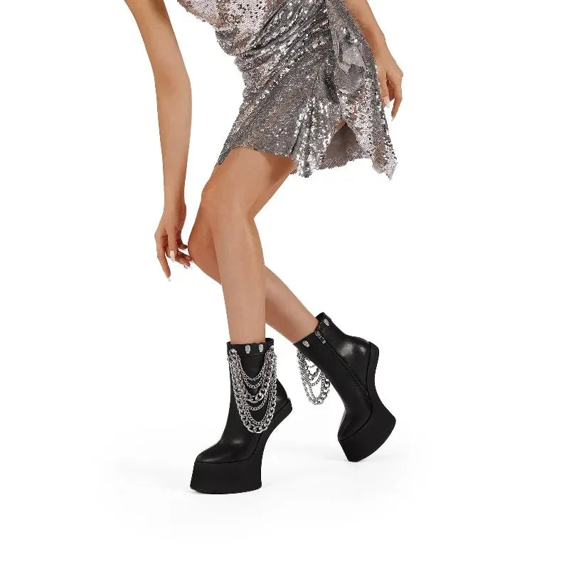 2025 European and American women's fashion opposite sex tailless design dance runway short bootswith side zipper knee high boots