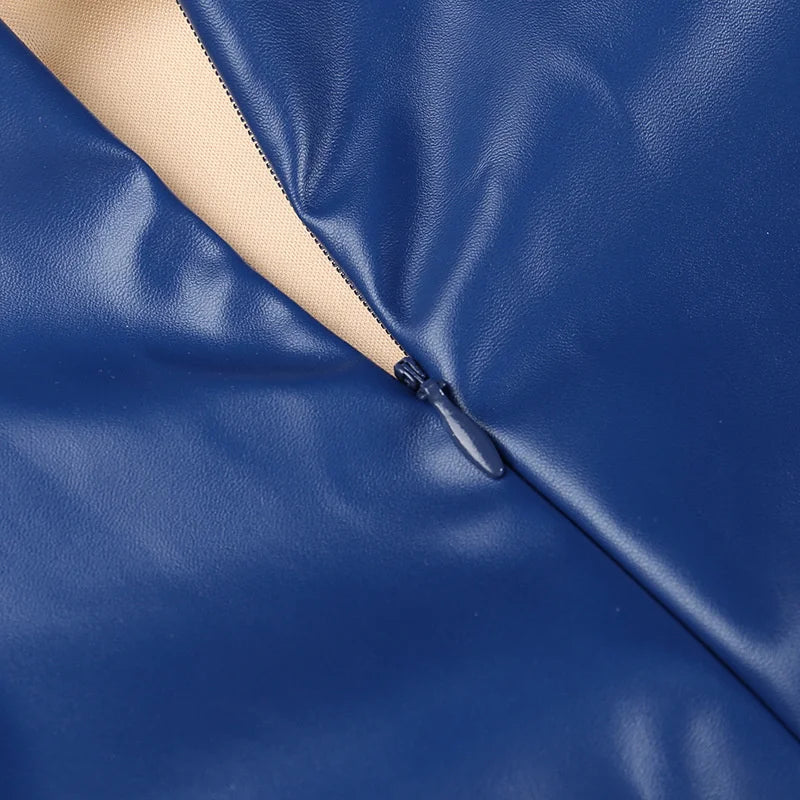 Mozision Winter New Sleeveless PU Leather Mini Dress For Women Robe Turtleneck Bodycon Ruched Sexy Short Dress Vestido