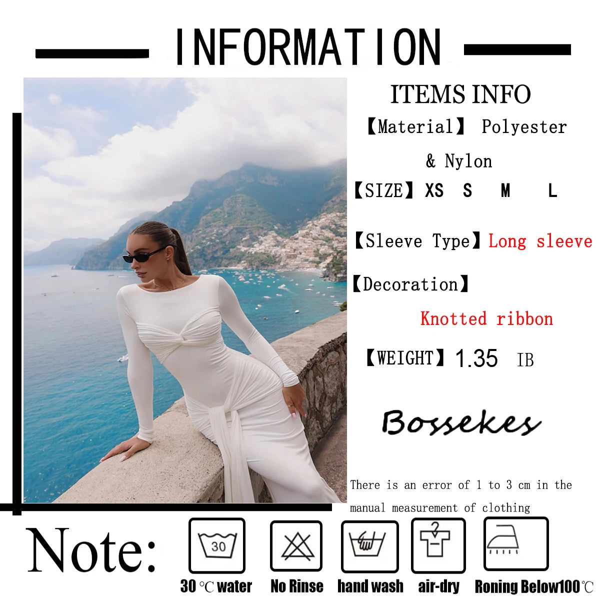 Sexy Elegant Party Dress Women White Long Sleeve Pleated Midi Dress for Evening Dinner Club