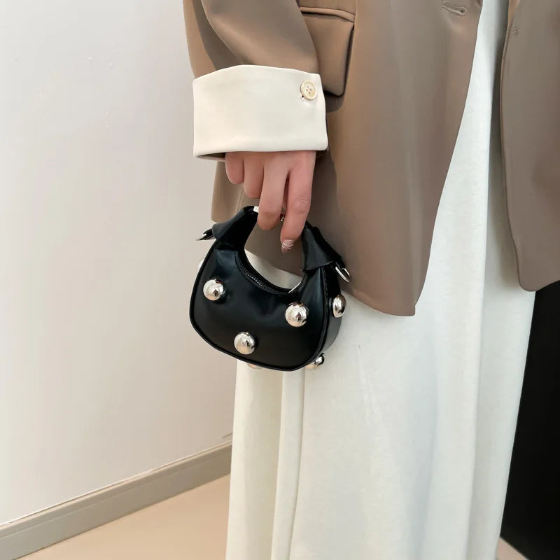 Luxury Satchel Rivet Small Dumpling Purse Personalized Mini Handbag Ladies Fashion Shoulder Bags Solid Color Crossbody Bag