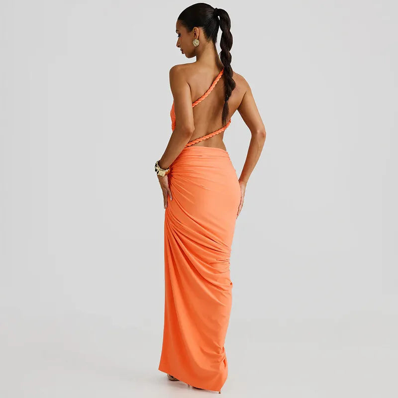 Mozision Off-shoulder Thigh High Split Sexy Maxi Dress For Women Fashion Strapless Sleeveless Ruched Bodycon Club Party Dress
