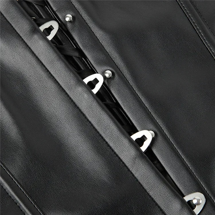 Leather Underbust Corset Top with Straps Sexy Women's Waist Cincher Corselet Vest Lace Up Gothic Punk Corsets Bustiers Plus Size