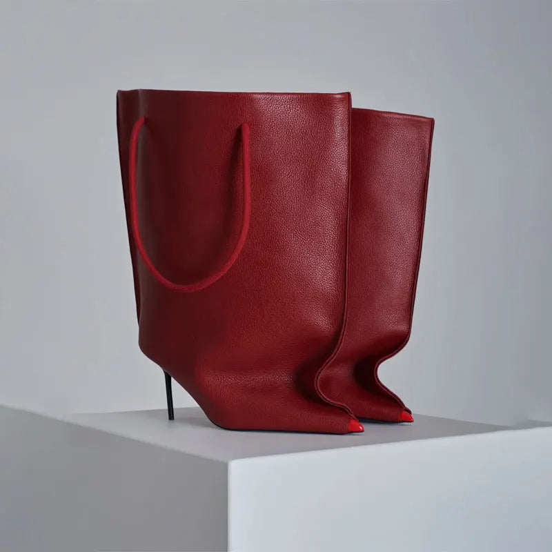 2025 Autumn/Winter New Pointed Boots - Wide Sleeve Mouth Stiletto High Heel Pocket Boots, Fashionable Women's Sexy Banquet Shoes