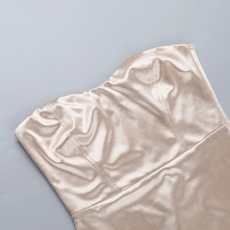 NIDANSSI 2025 Strapless Backless Backless Evening Party Dress Women Ruffle Elegant Sexy Dress Bodycon Midi Summer Dress Vestidos