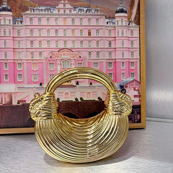 Mini Golden Evening Bag Purses and Handbags Luxury Designer Shoulder Bags Knot Noodle Party Wedding Acrylic Shiny Clutch Purse Wofashion.xyz