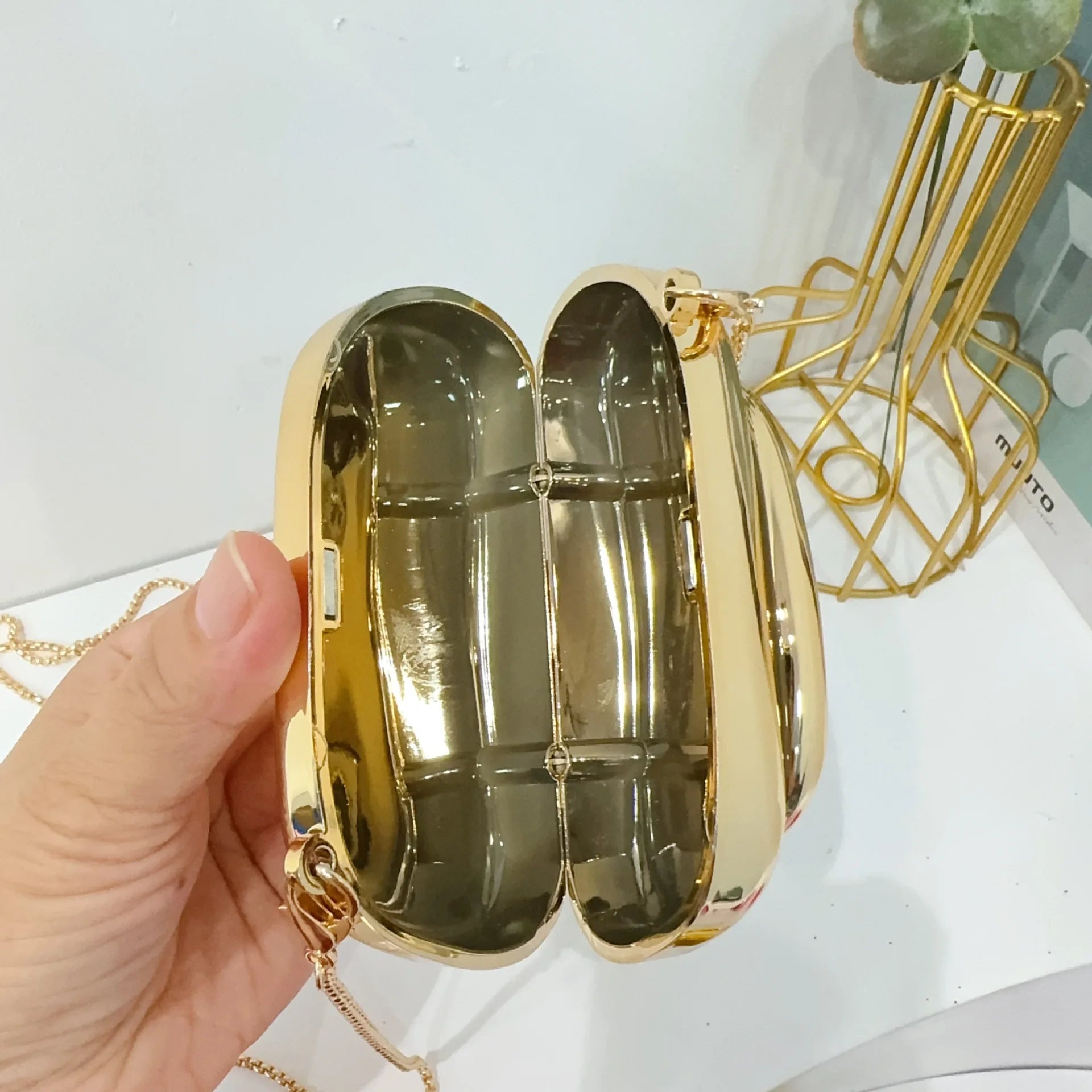 Mini Gold Acrylic Metal Closure Box Clutch Bag Women Evening Wedding Party Cute Purse Handbags Silver 2025 Spring New Fashion