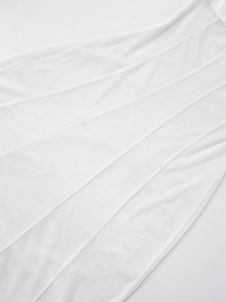 Mozision See Through Spaghetti Strap Sexy Maxi Dress For Women Gown Summer New Metal Buckle Sleeveless Backless Beach Long Dress