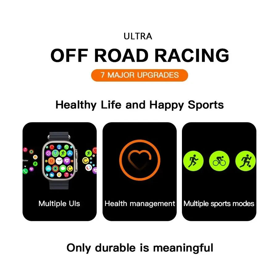 Smart Watch Touchscreen Ultra Sports Fitness Listening to Music Message Reminder Heart Rate Watch GPS Global